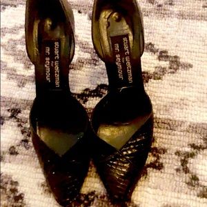 VINTAGE STUART WEITZMAN FOR MR Seymour 7 1/2 BLACK SNAKESKIN HIGH HEELS